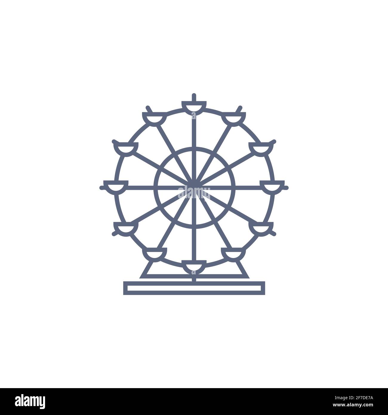 Symbol der Riesenrad-Linie - Karussell einfaches lineares Piktogramm auf weißem Hintergrund. Vektorgrafik Stock Vektor