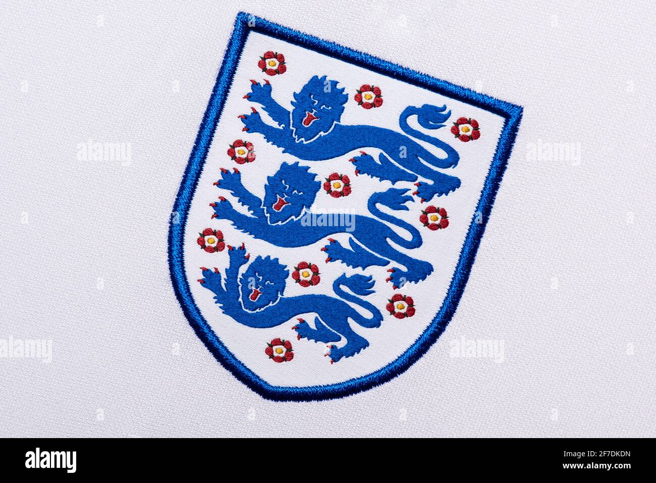 Nahaufnahme des England Trikots Euro 2020. Stockfoto