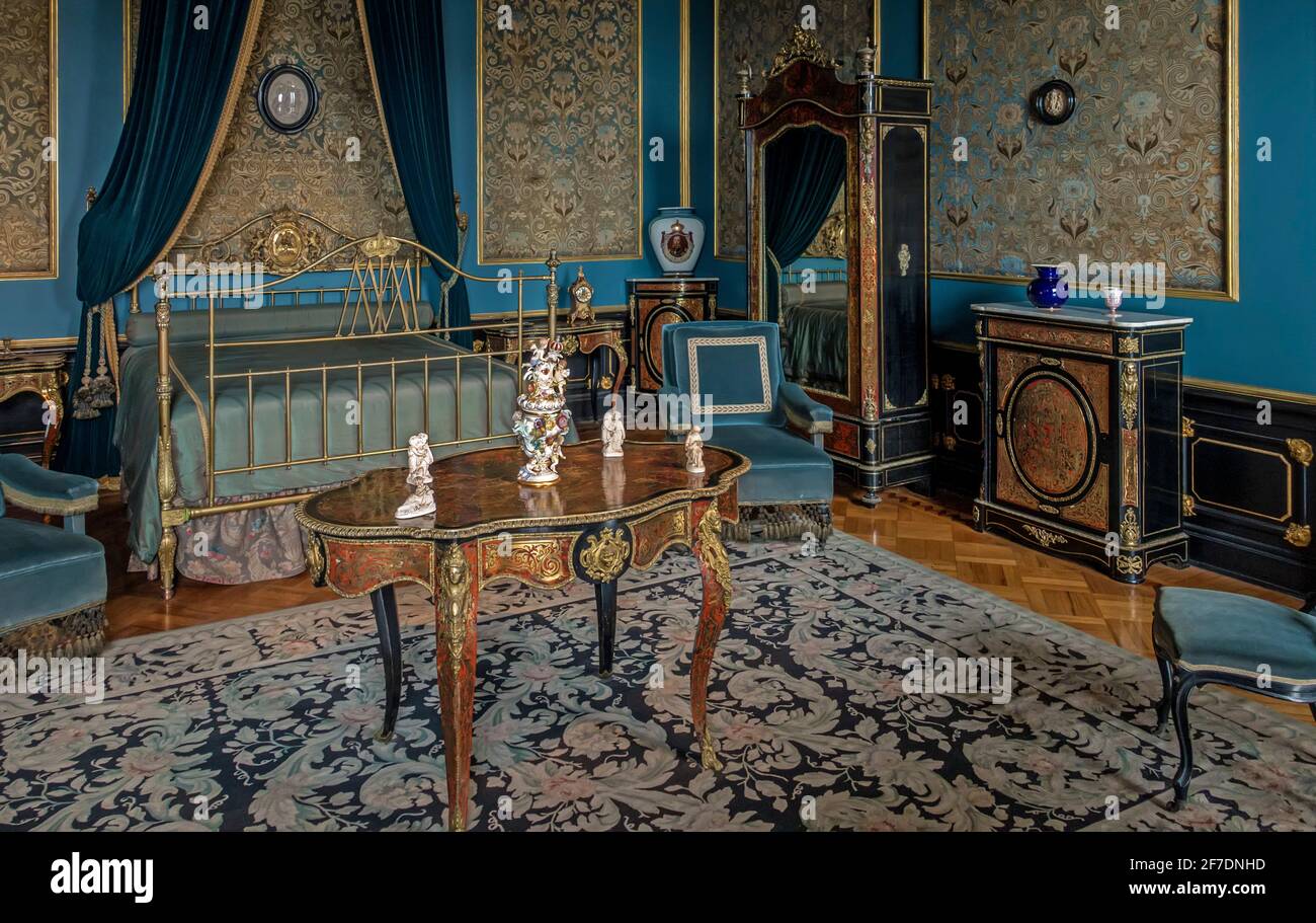 Schlafzimmer in Chapultepec Castle, Mexico City, Mexiko Stockfoto