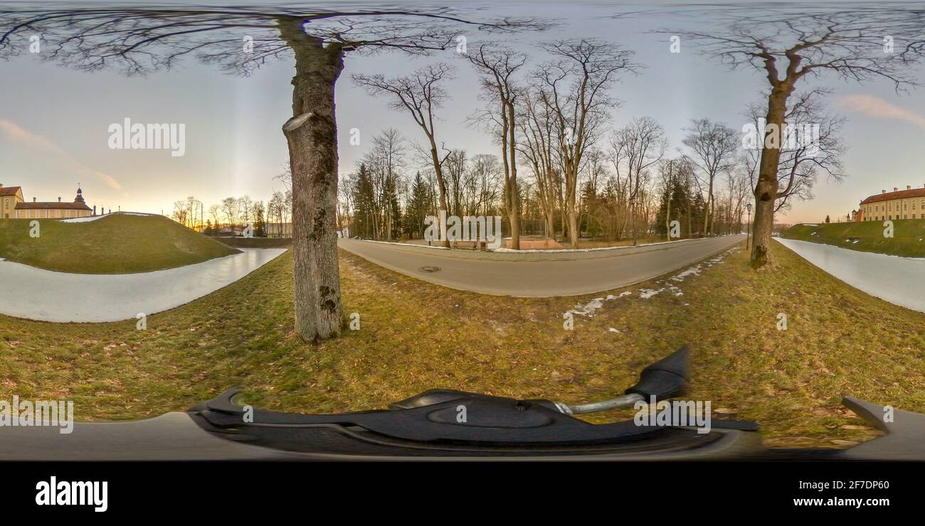 360 Grad VR-Aufnahme von Schloss Niasvizh, Weißrussland Stockfoto