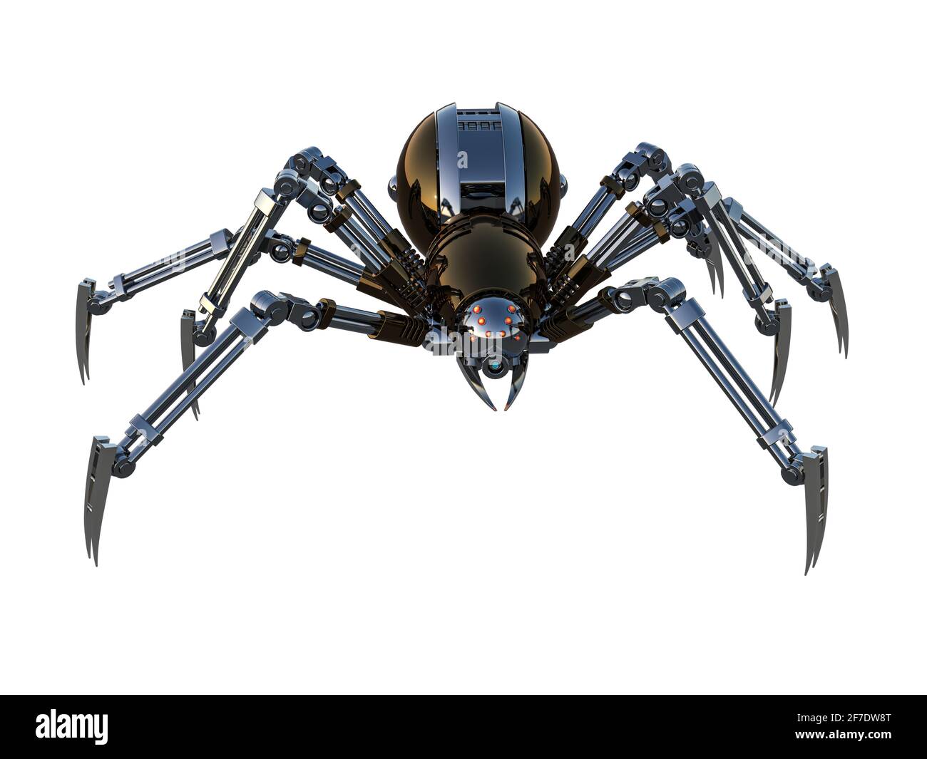 Mechanische Spinne, hochauflösendes Bild isoliert auf weißem Hintergrund.  3d-Rendering, 3d-Illustration Stockfotografie - Alamy