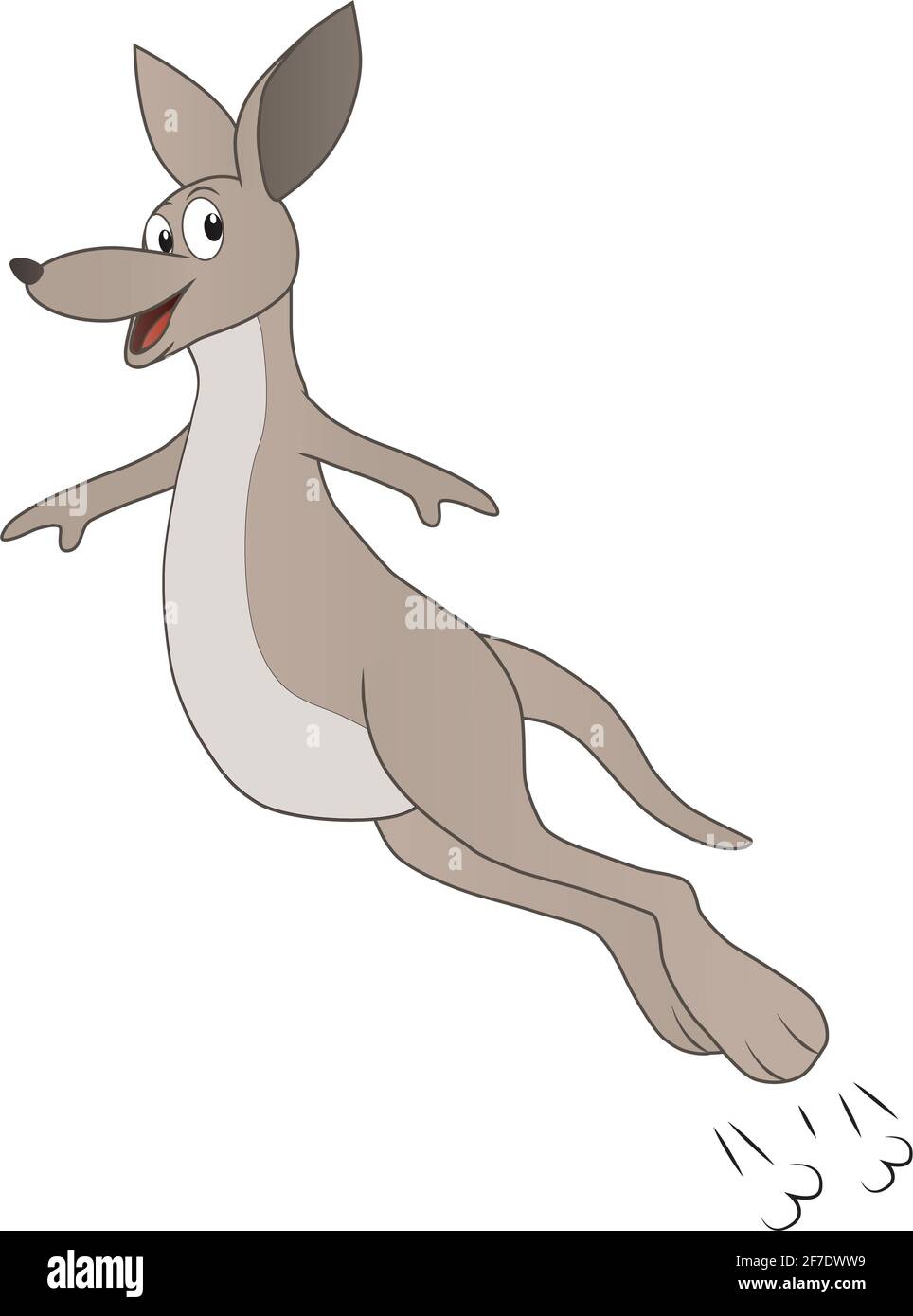 Cartoon-Illustration eines Kängurus, das fröhlich hüpft Stockfoto