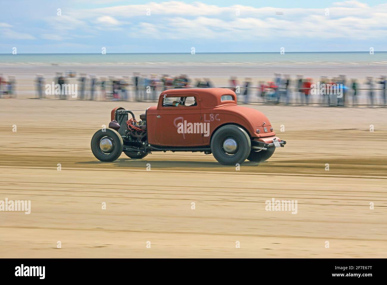 Hot Rod Racing bei Pendine Sands Wales Großbritannien Stockfoto