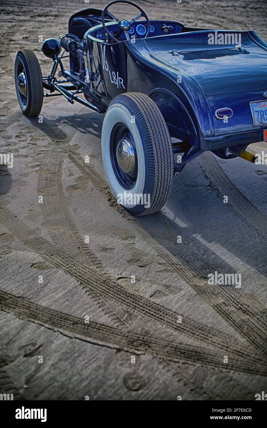 Hot Rod Racing bei Pendine Sands Wales Großbritannien Stockfoto
