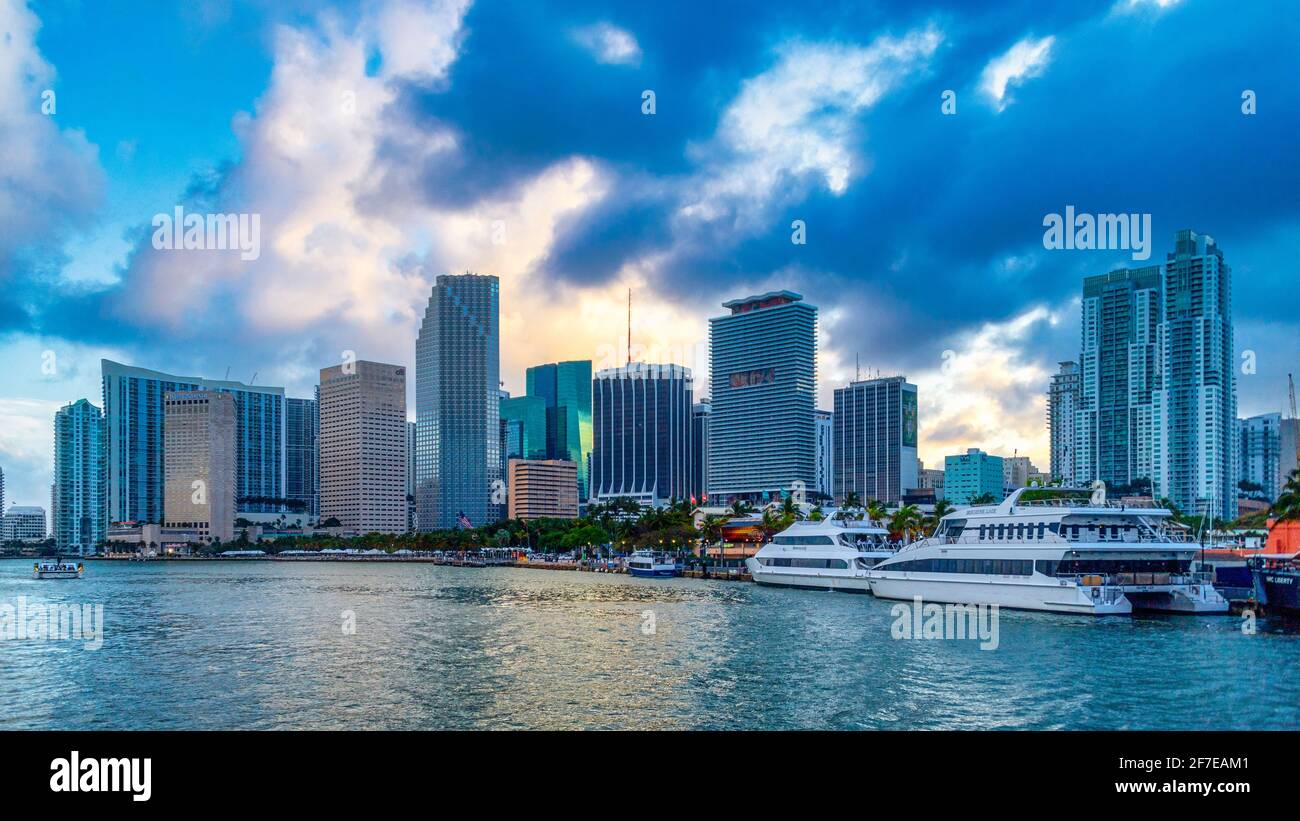 Waterfront in Miami City, Florida, USA. Jahr 2017 Stockfoto