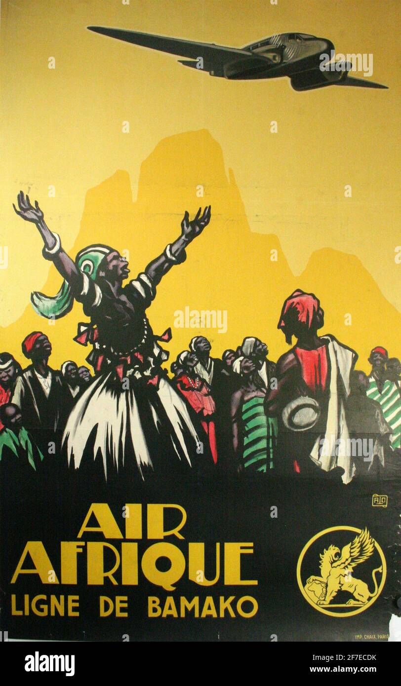 Ein Vintage-Reiseposter für Air Afrique La Ligne de Bamako Stockfoto