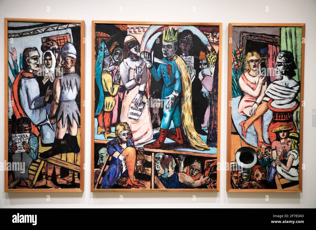 Eine geschlossene Sicht der Schauspieler,1941-42 des deutschen Künstlers Max Beckmann-Ausstellung im Fogg Museum.Harvard University.Cambridge.Massachusetts.USA Stockfoto