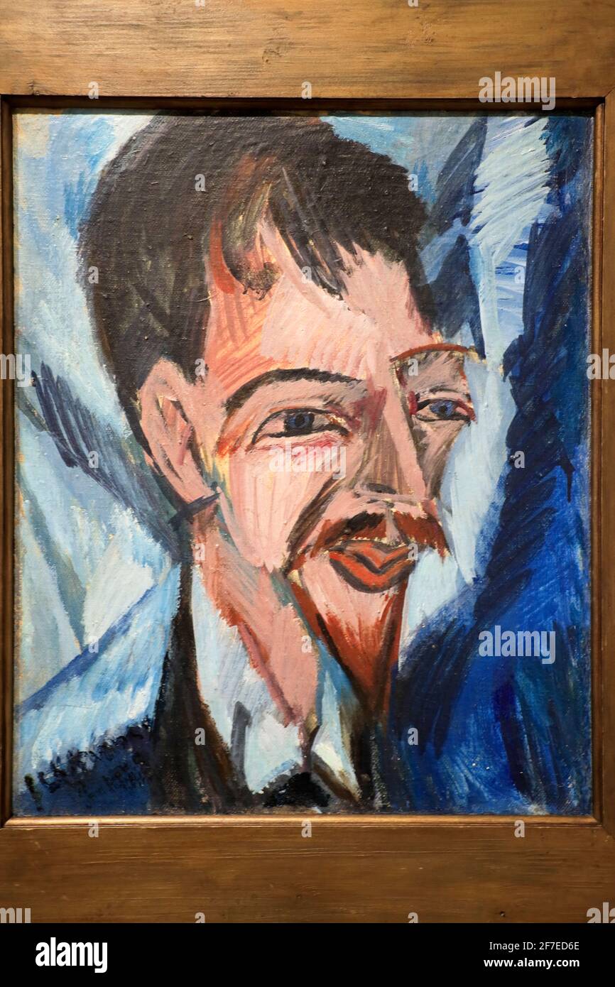 Alfred Doblin, 1912 von Ernst Ludwig Kirchner dispaly Busch-Reisinger Museum.Harvard University.Cambridge.Massachusetts.USA Stockfoto