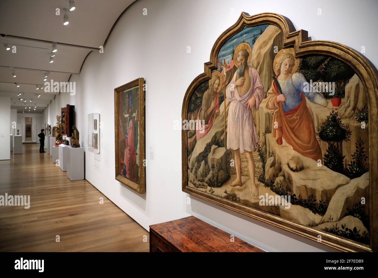 Heiliger Hieronymus in der Wüste mit den Heiligen Johannes dem Täufer Und Ansanus,1455 von Filippo Lippi in der Galerie von Fogg Museum.Cambridge.Massachusetts.USA Stockfoto