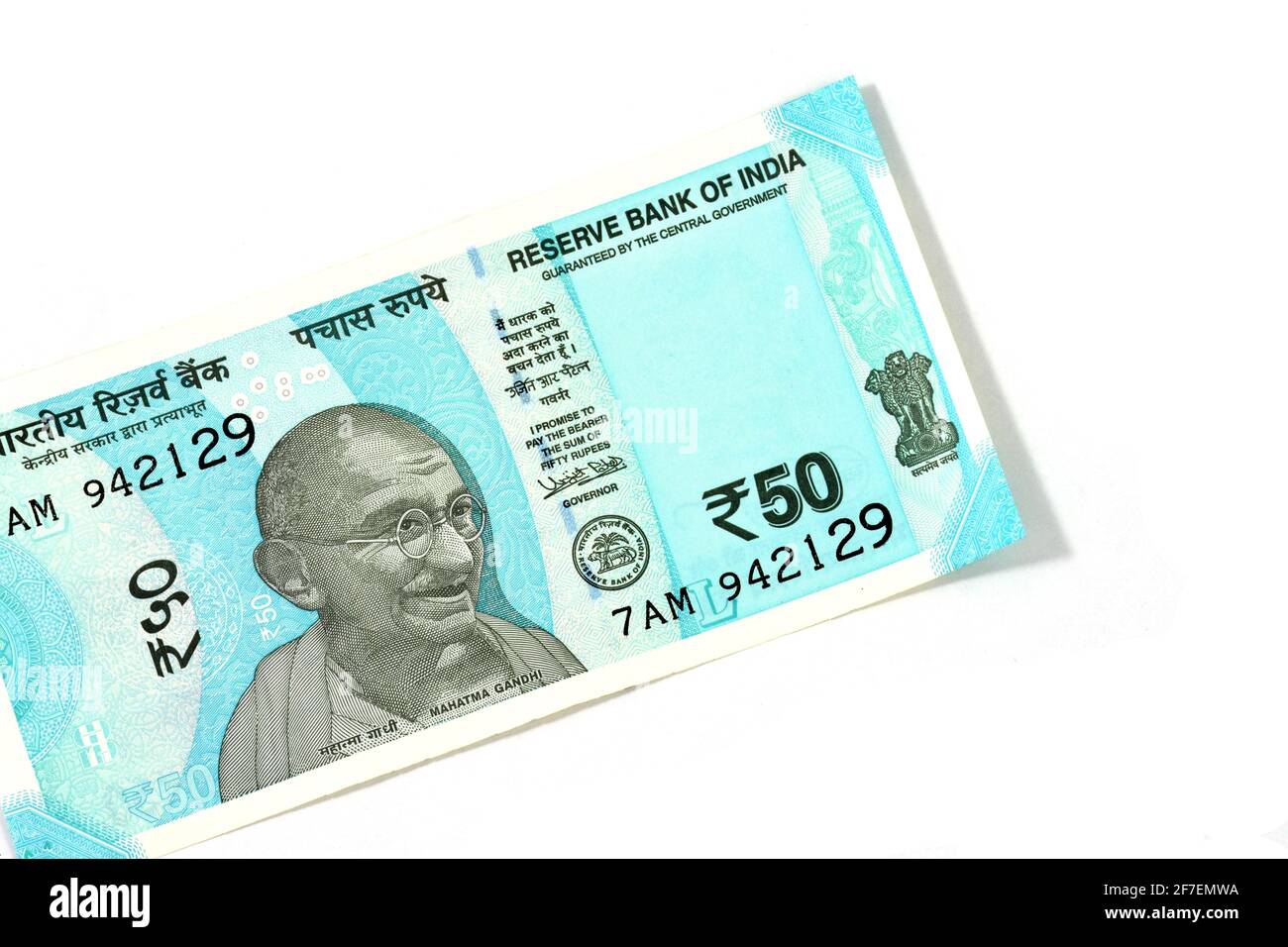 Neue indische Währung von 50 Rupien Hinweis Stockfoto