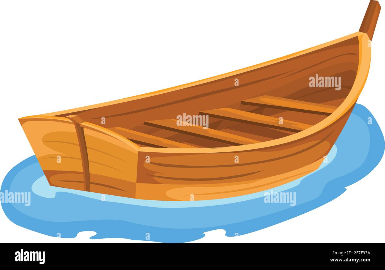 Holzboot Vektor isoliert auf weißem Hintergrund Stock Vektor