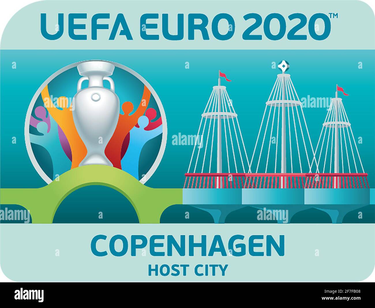 UEFA EURO 2020 Logo der Gastgeberstadt Kopenhagen, Dänemark Stockfoto