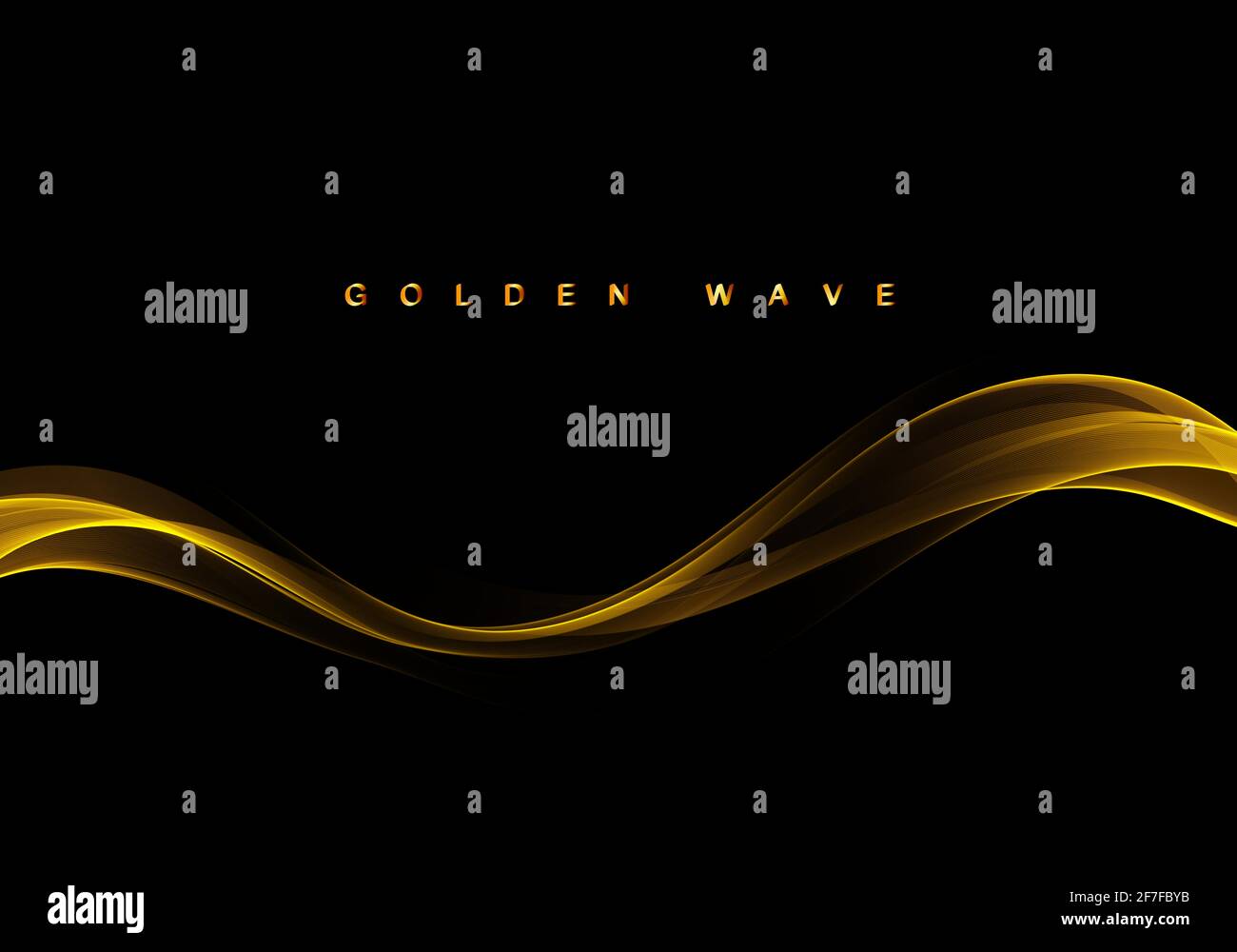 Abstrakt goldener Streifen auf schwarzem Hintergrund glänzend goldene Welle mit Glühen und Glitter-Effekt.Vektor-Illustration Stock Vektor