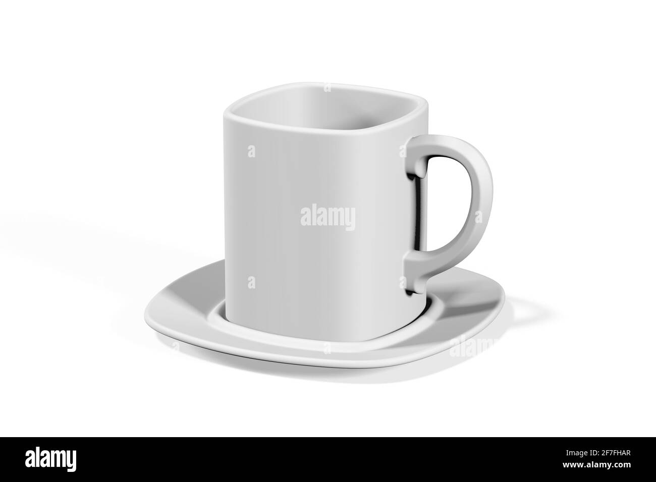 Kaffeetassen-Mockup isoliert auf weißem Hintergrund - 3d-Rendering Stockfoto