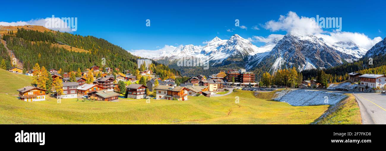 Panoramablick auf Arosa, Kanton Graubünden, Schweiz, Europa Stockfoto