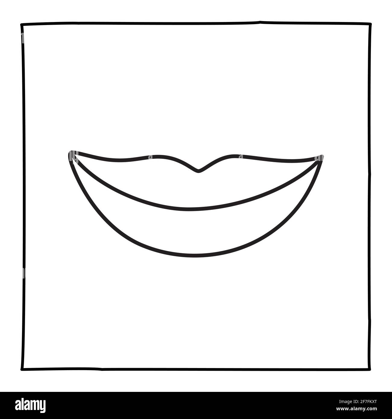 Doodle-Smile-Symbol oder -Logo, handgezeichnet mit dünner schwarzer Linie. Stock Vektor