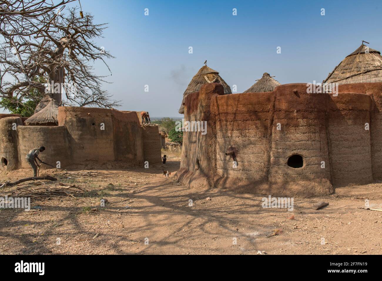 Erdturm, Takienta genannt, der Batammariba in Koutammakou Region, La Kara, Togo, Westafrika, Afrika Stockfoto