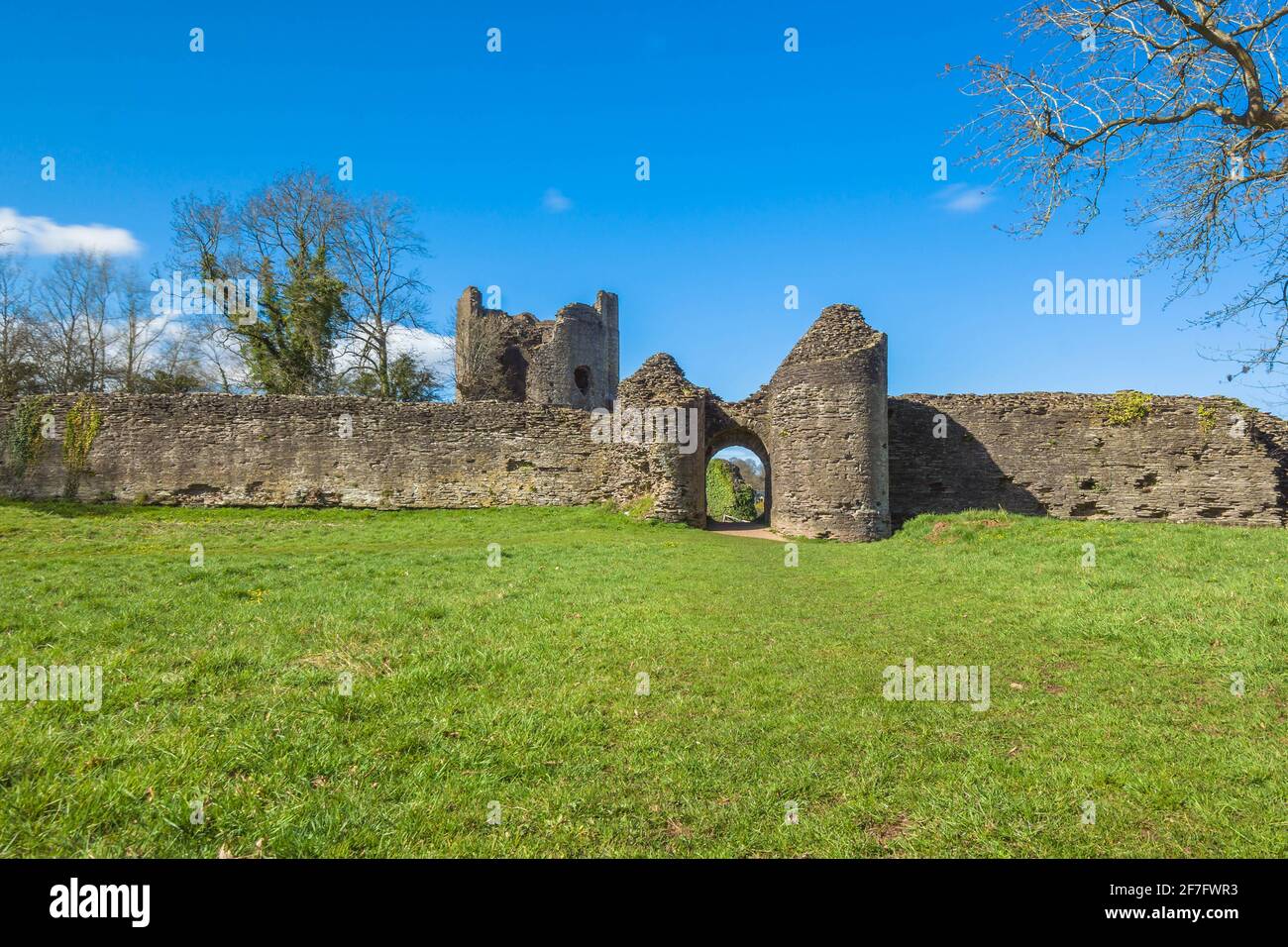 Die Überreste einer motte und bailey-Burg aus dem 12. Jahrhundert, Longtown Herefordshire, Großbritannien. März 2021 Stockfoto