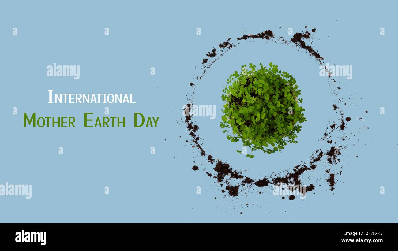 Internationales Konzept für den Muttertag der Erde. Abstrakter Kreis aus Erde, als Symbol des Planeten Erde. Stockfoto