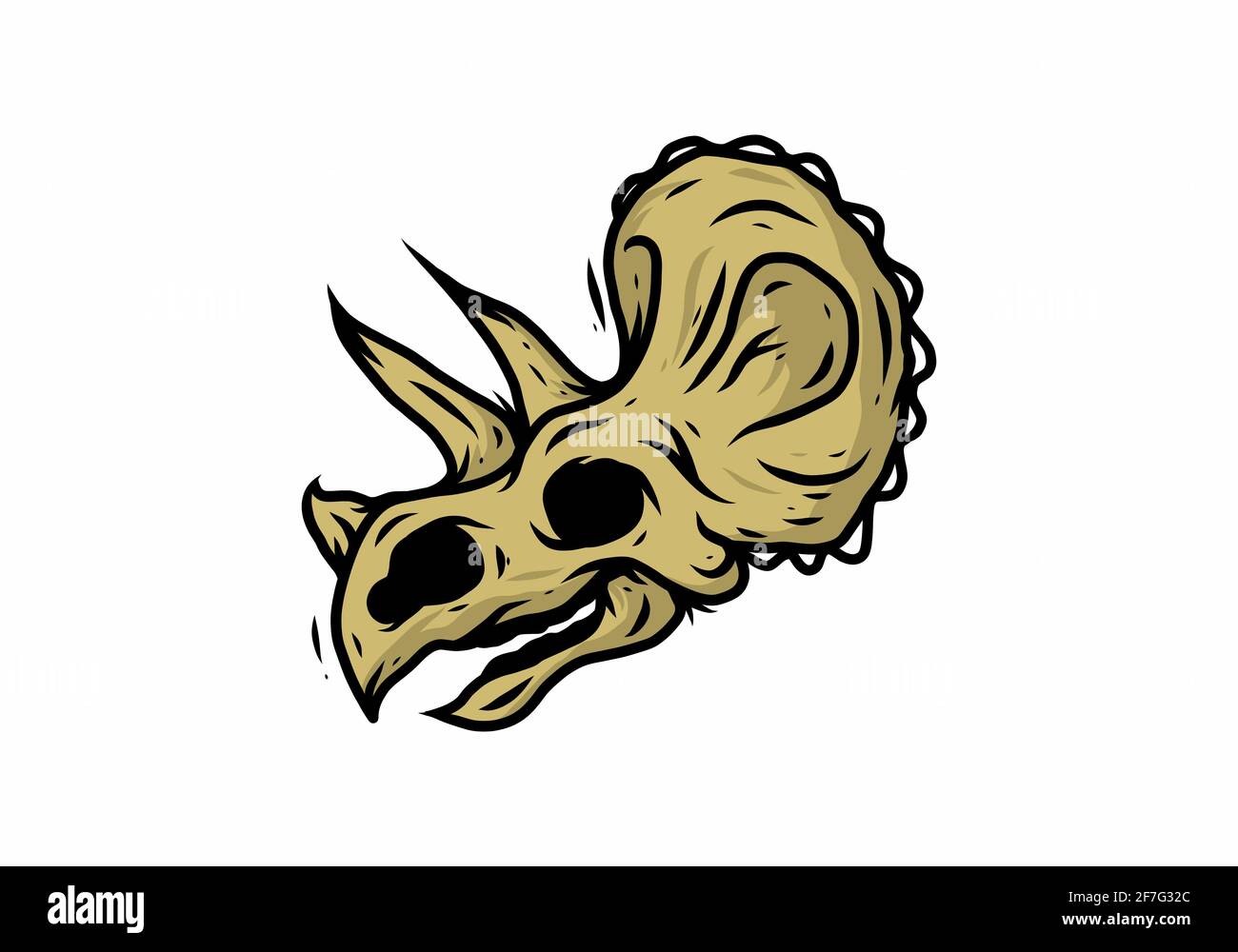 Gold Farbe von Dinosaurier Skelett Kopf Illustration Design Stock Vektor