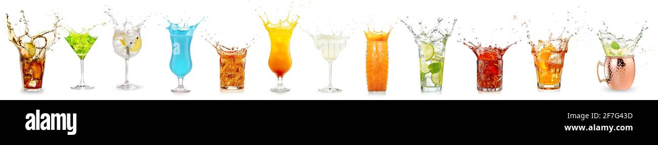 Spritzer Cocktails Kollektion isoliert auf weißem Hintergrund Stockfoto