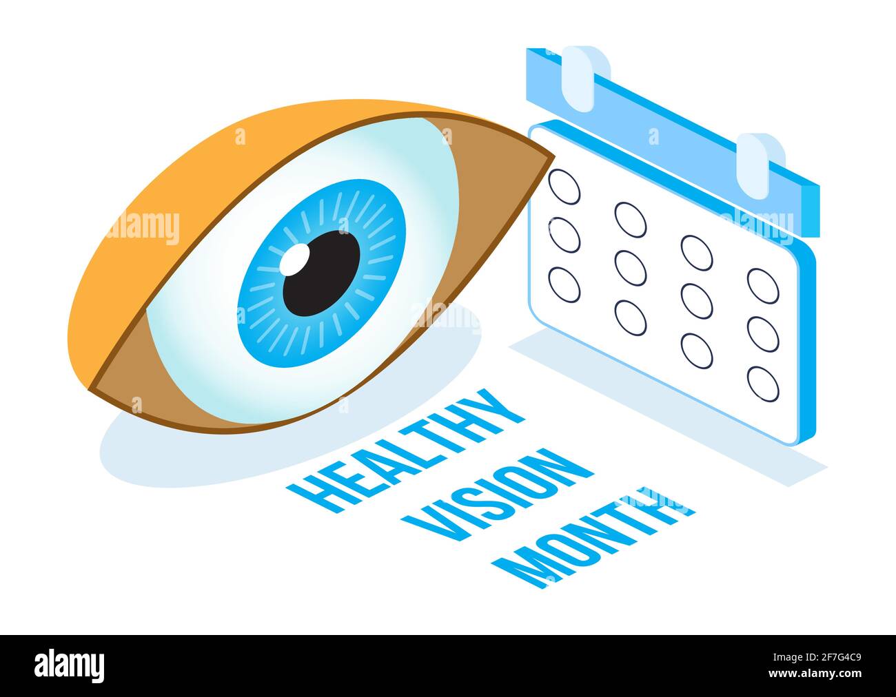 Gesundes Sehen Monat Konzept isometrischer Vektor. Augenarzt Augenuntersuchung Abbildung. Augenillustration für Gesundheitswesen, Webbanner, po Stock Vektor