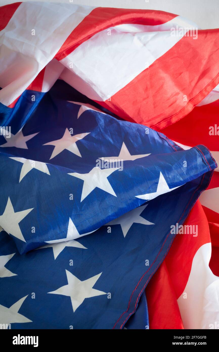 Nahaufnahme der US-Flagge. Stockfoto