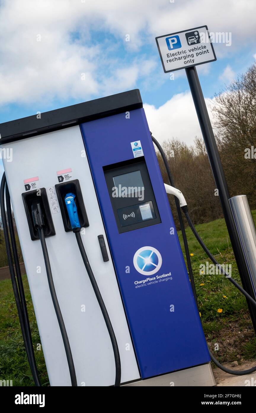 Ladestation für Elektroautos, Strathclyde Country Park Stockfoto