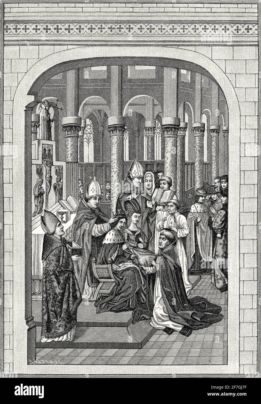 Krönung von Karl V. von Frankreich, 1316-1378, König von Böhmen, Kaiser des Heiligen Römischen Reiches Stockfoto