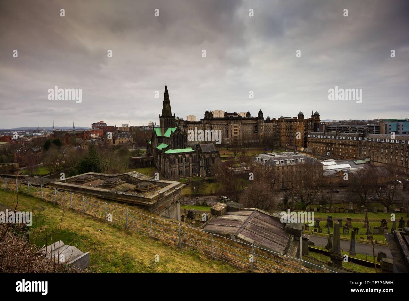 Stadtbild der Kathedrale von Glasgow Stockfoto