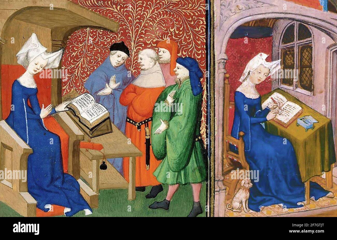 Christine de Pizan. Illustration für das Buch der Stadt der Damen von der mittelalterlichen Dichter und Autor, Christine de Pizan oder Pisan (B. Cristina da Pizzano, 1364 – c. 1430) Stockfoto