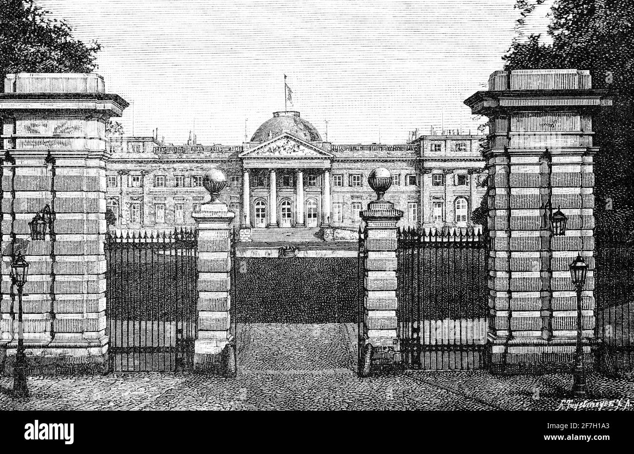 Der Königspalast, der Palast von Laeken, die offizielle Residenz des Königs der Belgier und der königlichen Familie, Hauptstadt Brüssel, Belgien, Europa Stockfoto