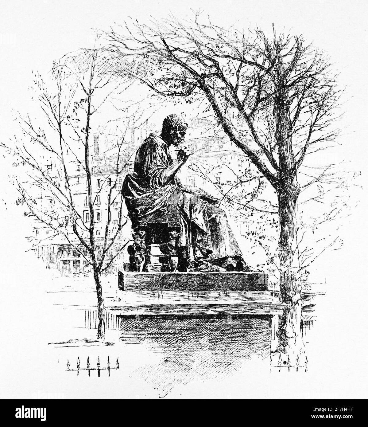Statue von Genf geboren Jean-Jacques Rousseau auf der Rousseau Insel Ile de Rousseau im Genfer See, Genf, Schweiz, Euope Stockfoto