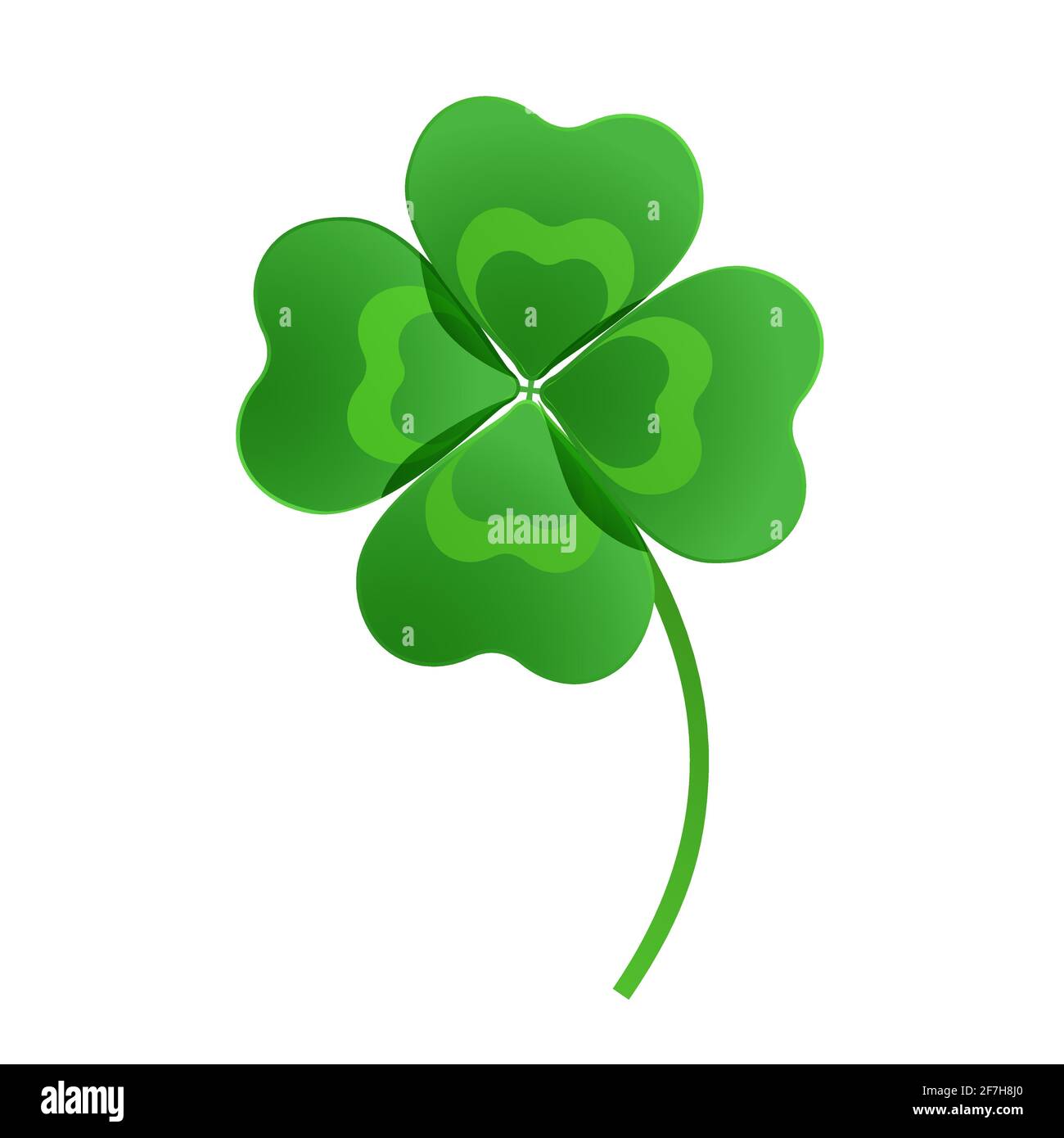 Cartoon vier Blatt Kleeblatt-Symbol isoliert auf weißem Hintergrund für St. Patrick s Day. Vektorclipart. Stock Vektor