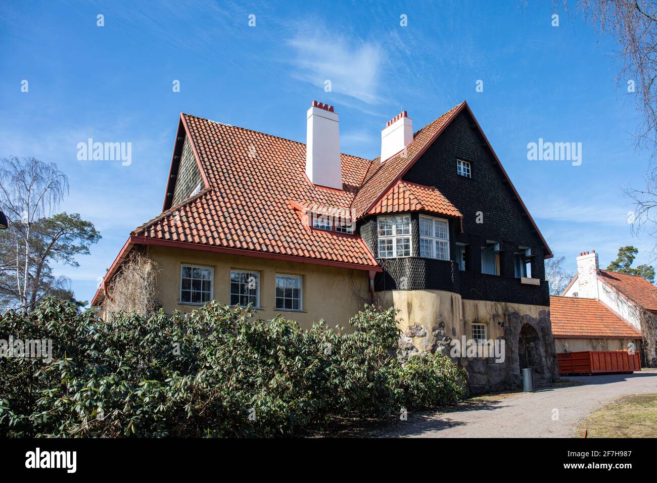 Villa Hvitträsk, National Romantic style Atelier Heimat von Eliel Saarinen ist jetzt ein Museum. Kirkkonummi, Finnland. Stockfoto