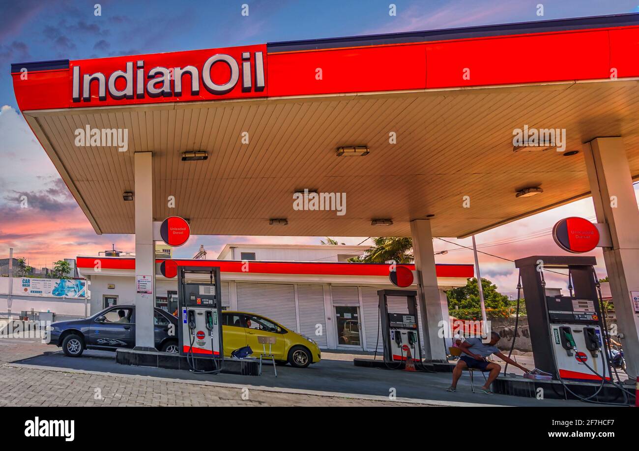 Mauritius vom 11. Dezember 2015 - Pumpstation aus dem Indischen Gas Gas IndianOil Bereitstellung von Dienstleistungen für die Öffentlichkeit Stockfoto