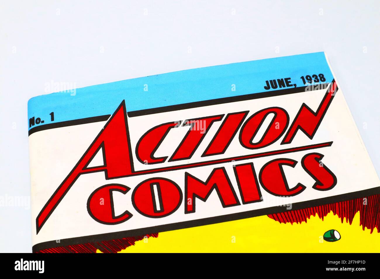 Cover von ACTION COMICS, American Comic Buch mit Superman die ersten großen Superhelden-Charaktere Stockfoto