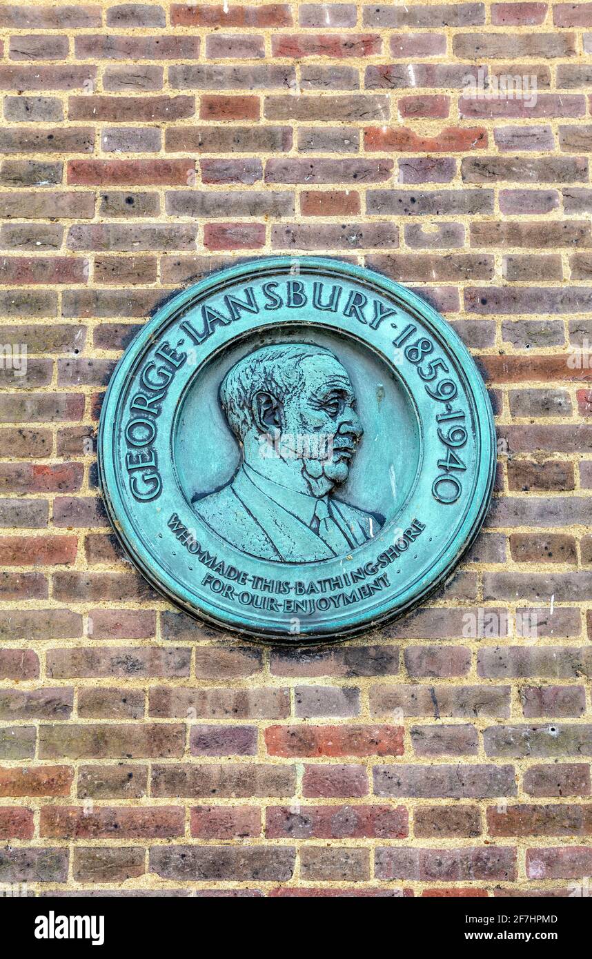 Gedenktafel für George Lansbury im Lido Cafe, Serpentine Gallery, Hyde Park, London, England, VEREINIGTES KÖNIGREICH Stockfoto