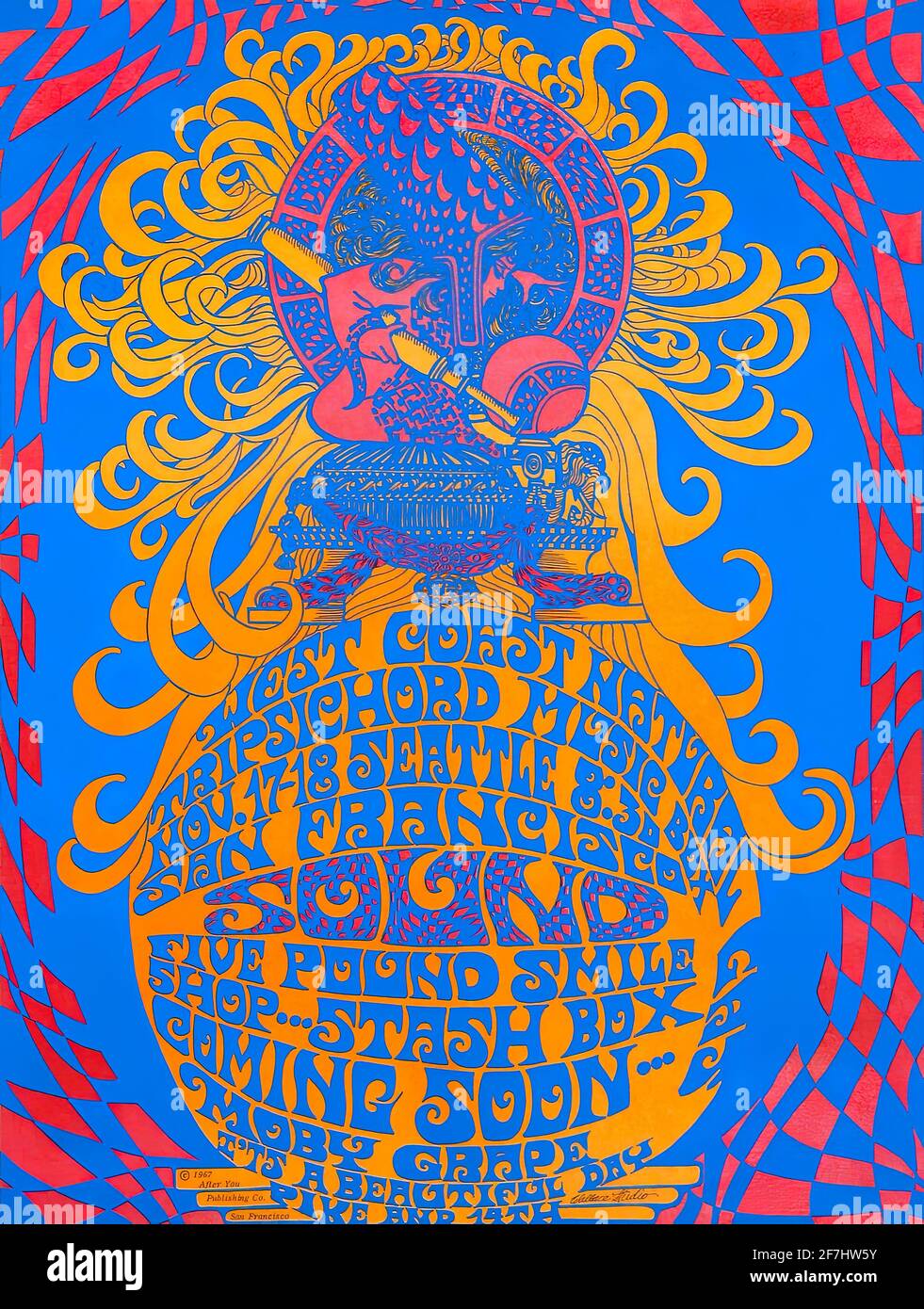 Ein Vintage-Plakat für psychedelische Musik für die West Coast Natural Tripsichord Music Box Festival in San Francisco Stockfoto