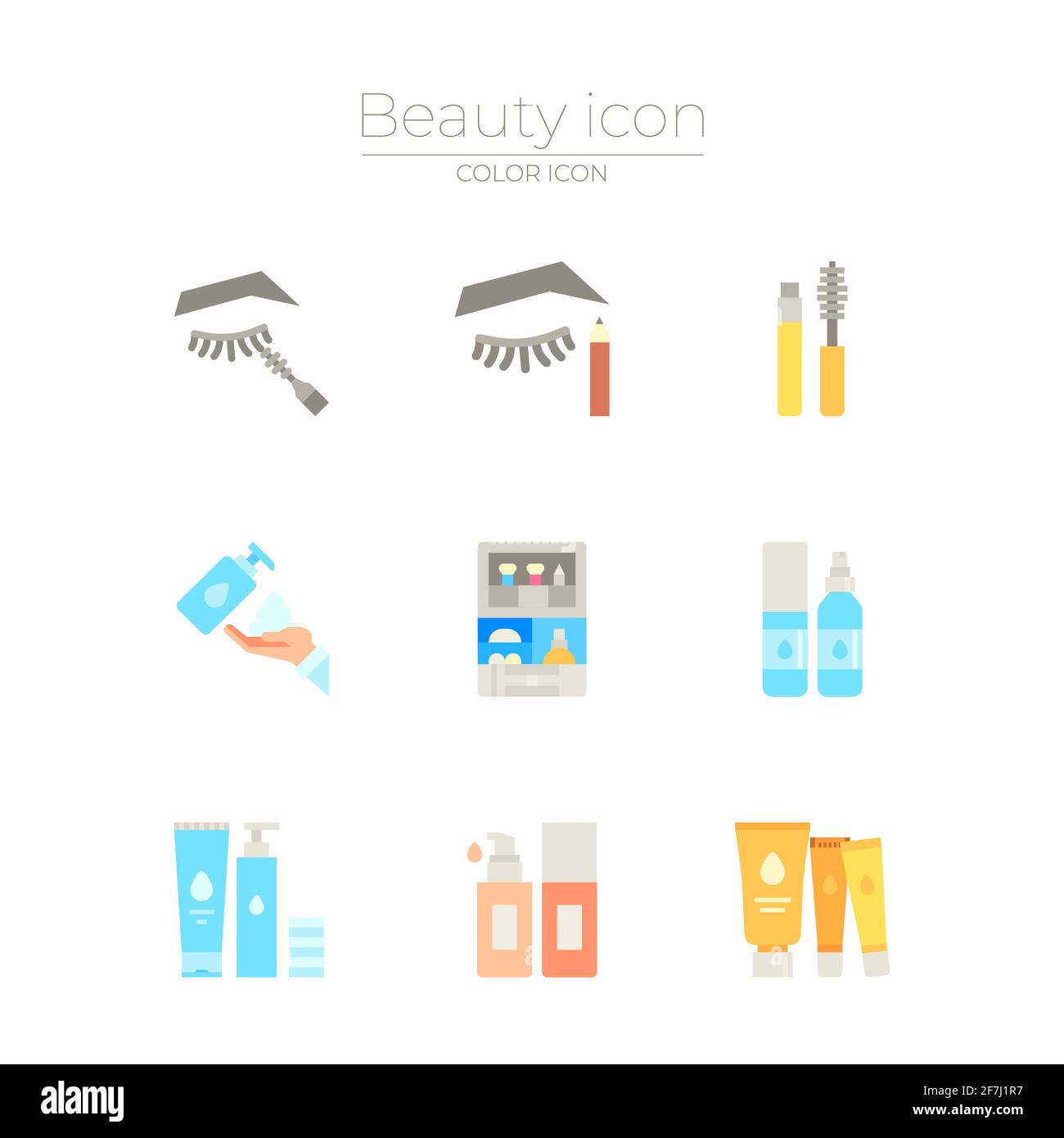 Beauty-Produkte Konzept Icon Set Stockfoto