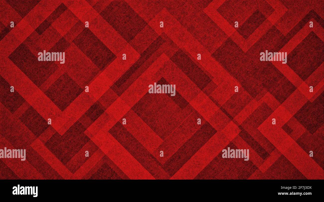 Abstraktes rotes Hintergrunddesign mit Rauten- oder quadratischen Formen in geometrischen abstrakten Mustern in transparenten Texturrahmen, Layout für moderne Kunst Stockfoto