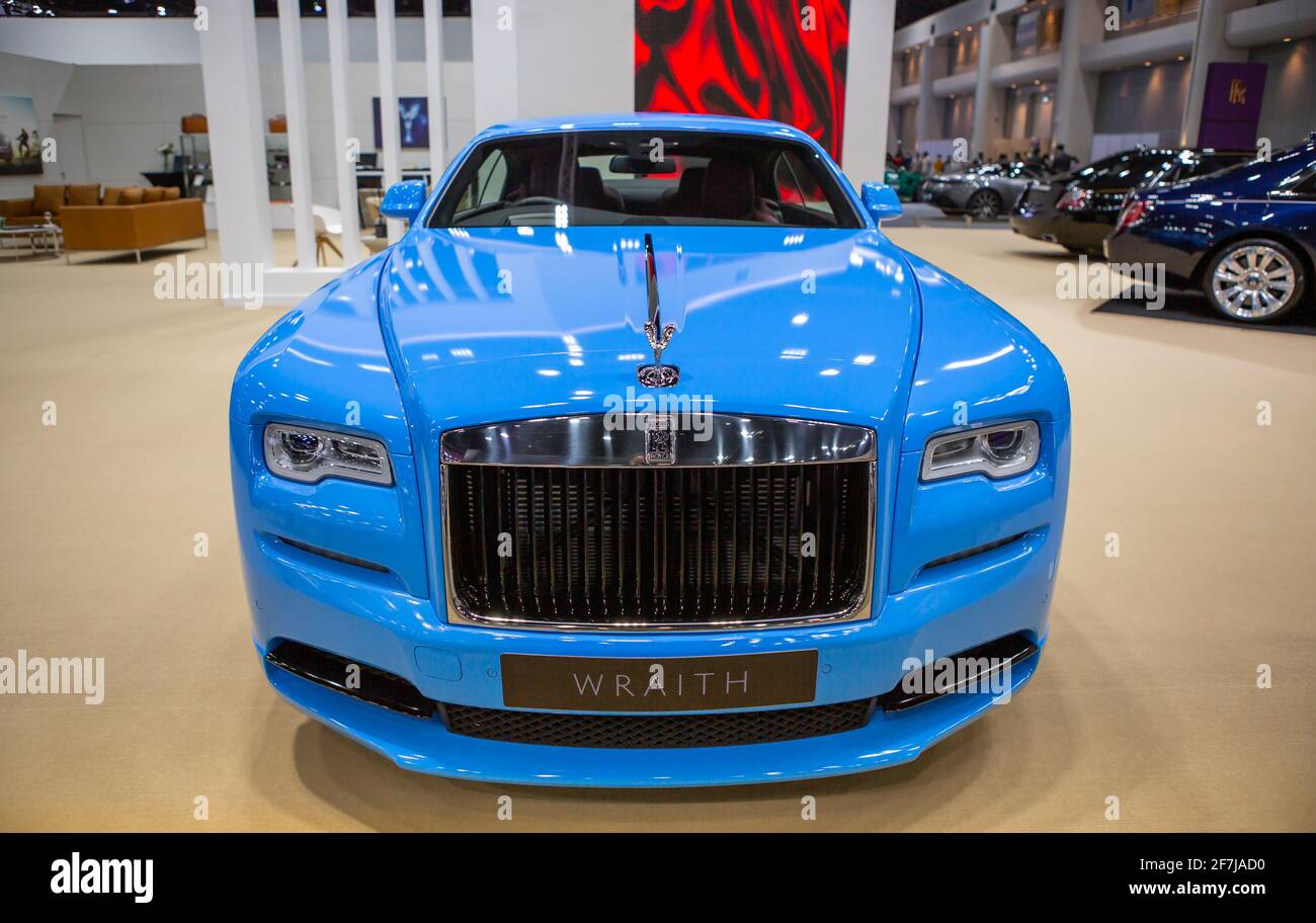 Bangkok, Thailand - 4. April 2021: Luxuswagen Rolls-Royce Wraith auf der BANGKOK INTERNATIONAL MOTOR SHOW 2021 ausgestellt Stockfoto