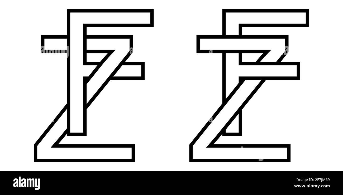 Logo Zeichen fz und zf Symbol Zeichen interlaced Buchstaben z, F Vektor-Logo zf, fz erste Großbuchstaben Muster Alphabet z f Stock Vektor