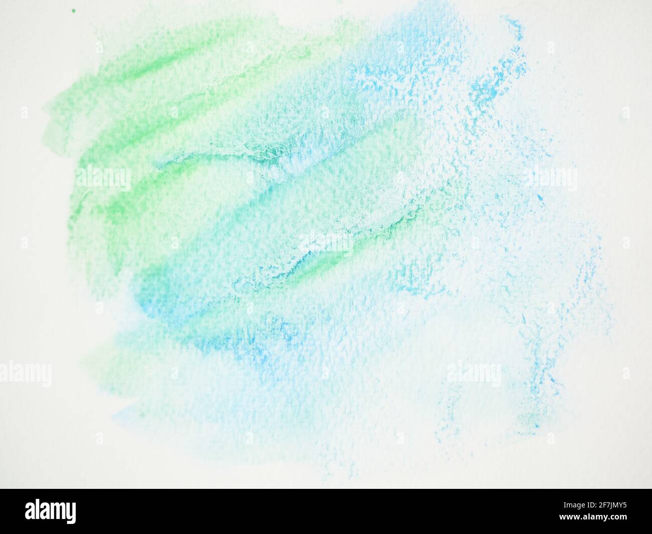 Abstrakter Hintergrund und Texturmuster blau und grün Farbfluss auf weißem Hintergrund, Illustration Aquarell Handzeichnung und gemalt auf Papier Stockfoto