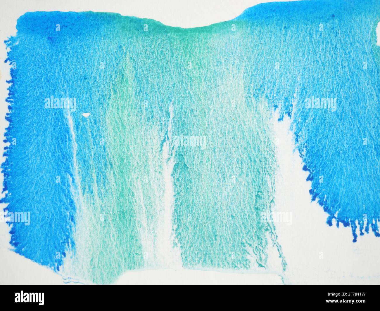 Abstrakter Hintergrund und Texturmuster blau und grün Farbfluss auf weißem Hintergrund, Illustration Aquarell Handzeichnung und gemalt auf Papier Stockfoto