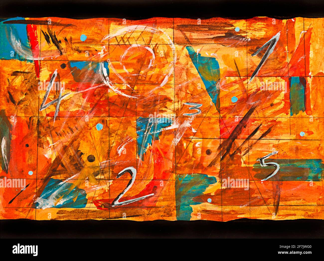 Abstraktes Kunstwerk mit Acrylfarbe auf Karton Stockfoto