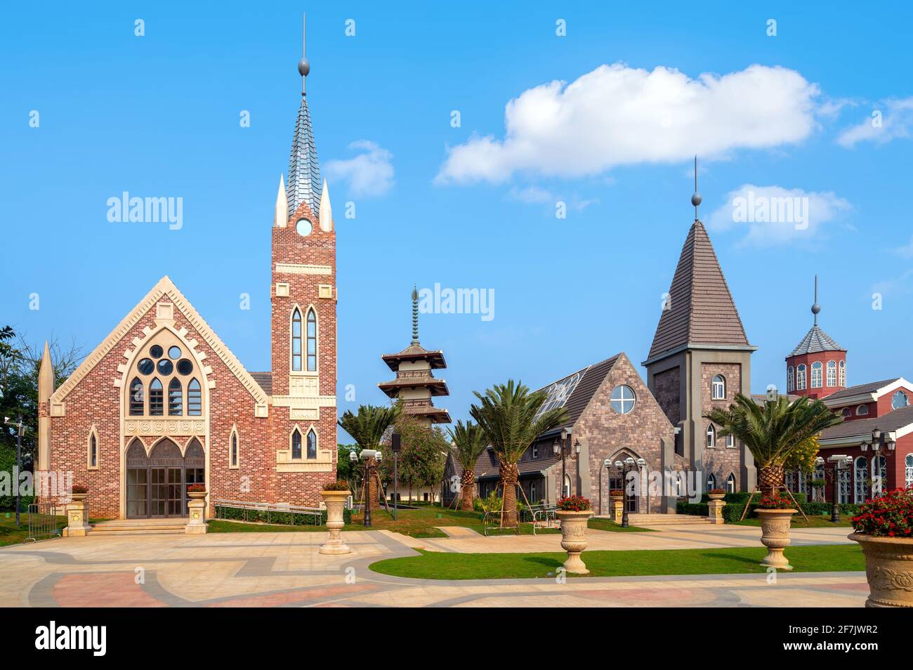 Das Kirchengebäude auf der Insel Haihua, Hainan, China Stockfoto