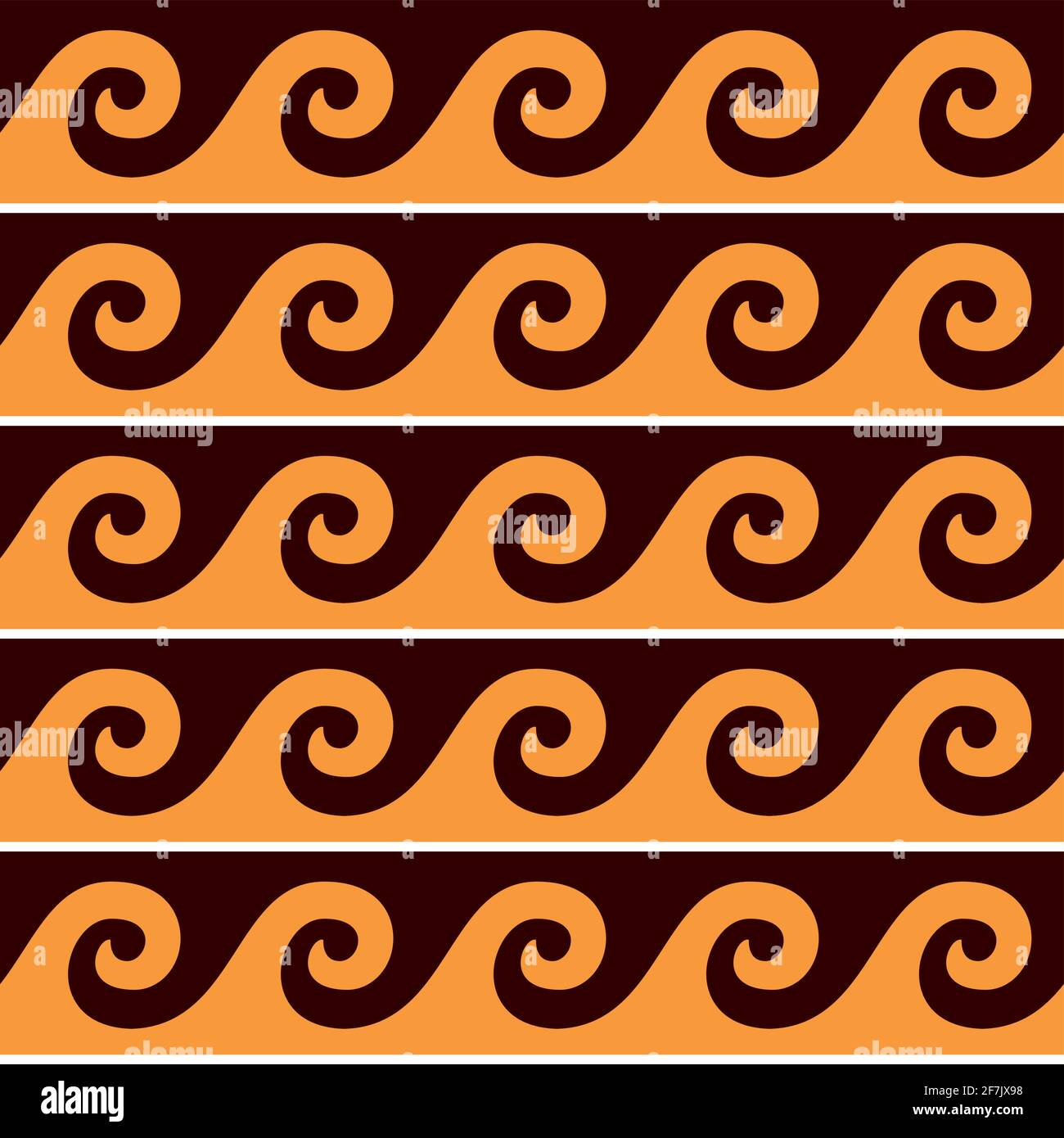 Griechisches Muster Vektor nahtloses Design mit Wellen in braun und orange, traditionelle antike Vase Dekoration Stock Vektor