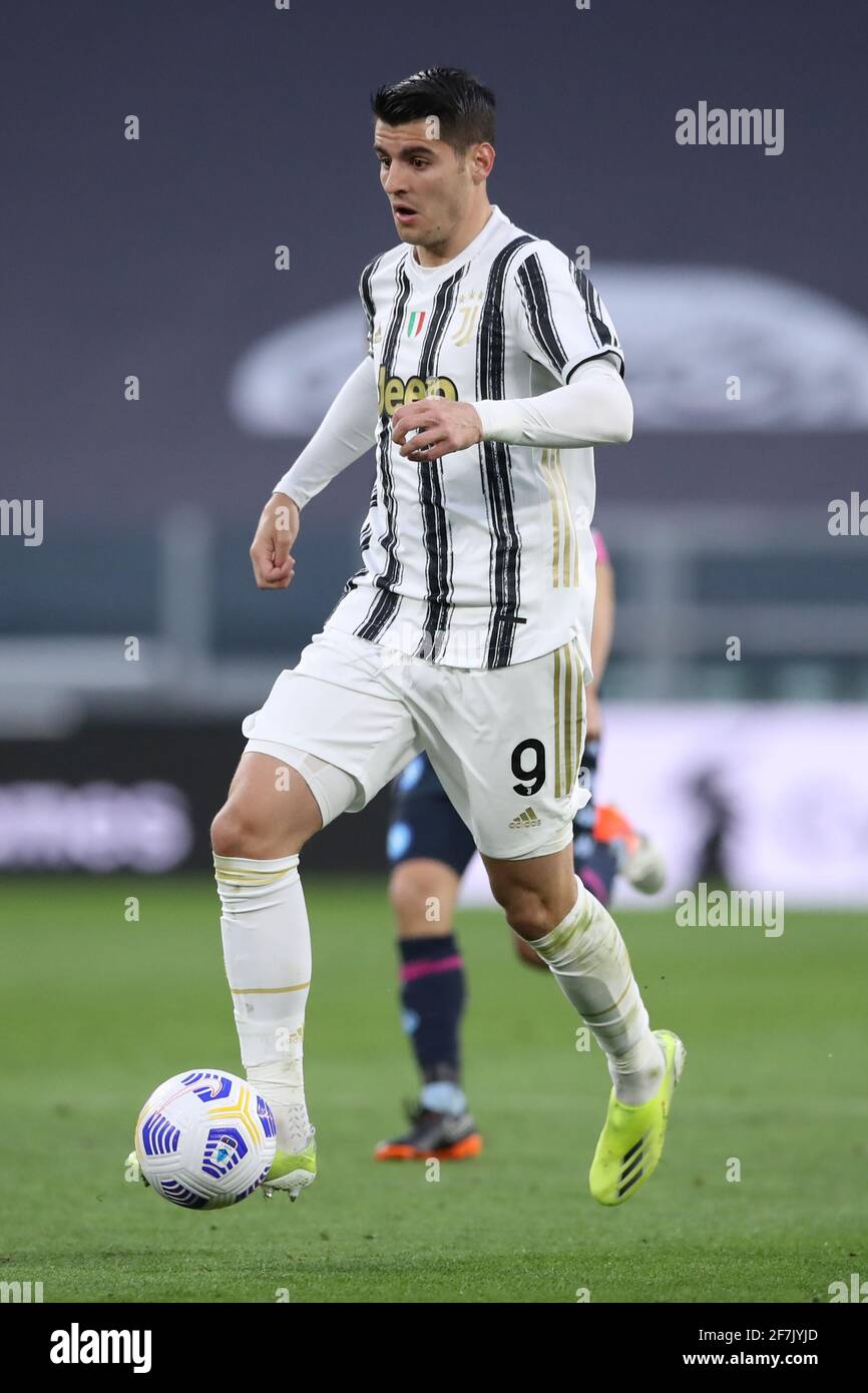 Turin, Italien, 7. April 2021.Alvaro Morata von Juventus während des Serie A-Spiels im Allianz Stadium, Turin. Bildnachweis sollte lauten: Jonathan Moscrop / Sportimage Kredit: Sportimage/Alamy Live News Stockfoto