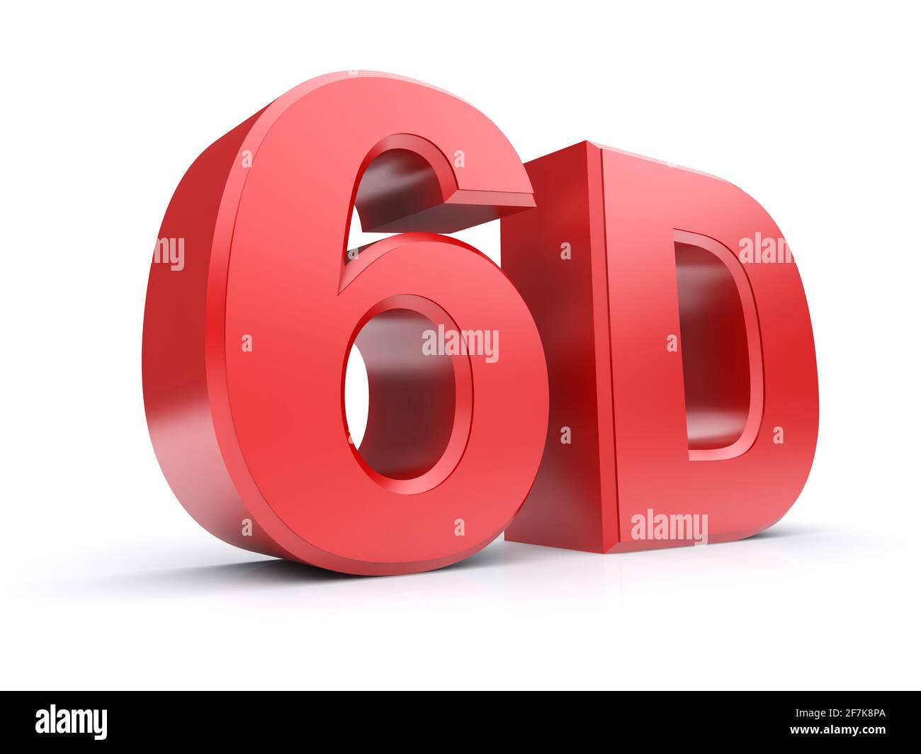 Red 3d Cinema 6D. Isoliert auf weißem Hintergrund. 3d-Bild Stockfoto